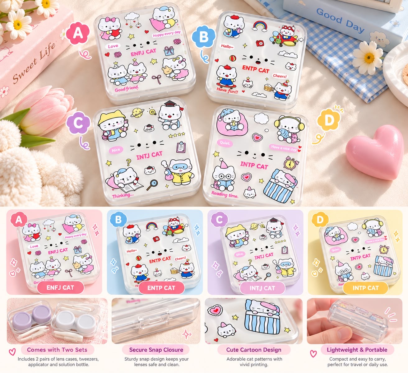 f06a6350-a311-4cf7-bb03-5be7ed263172 Cat Contact Lens Travel Case - Image 1
